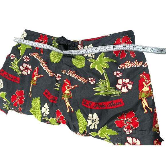 US Polo Assn Men’s Black Green Floral Lined Swim Shorts Size Large - Picture 5 of 8